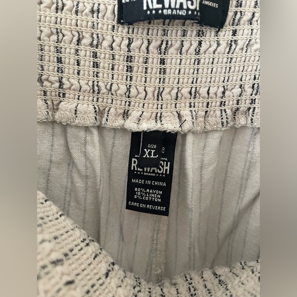 Rewash Striped Linen Smocked-Waist Wide-Leg Pants | XL - Picture 6 of 8
